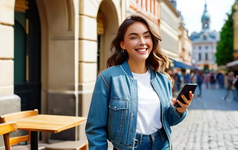 스마트폰 짐벌 추천 - **"Capturing the Perfect Vlog"**
    A stylish young woman in her late 20s, wearing chic, comfortabl...